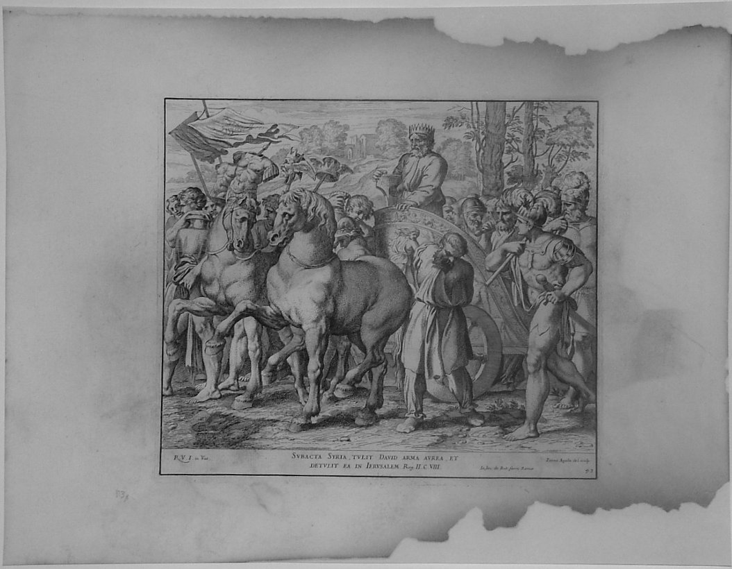 TRIONFO DI DAVID (stampa, serie) di Dell'Aquila Pietro, Sanzio Raffaello (bottega) (seconda metà sec. XVII)