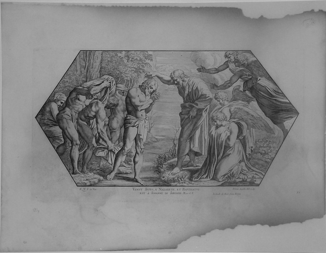 BATTESIMO DI CRISTO (stampa, serie) di Dell'Aquila Pietro, Sanzio Raffaello (bottega) (seconda metà sec. XVII)