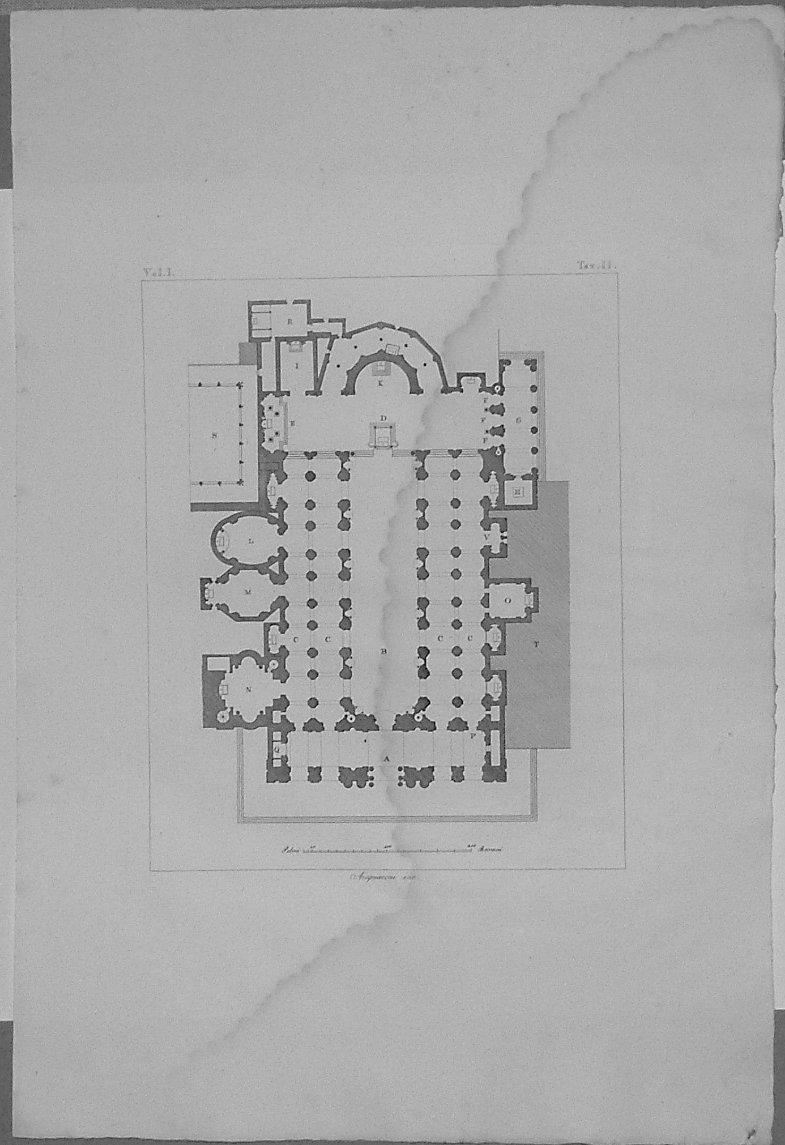 PIANTA DI SAN GIOVANNI IN LATERANO (stampa, serie) di Acquaroni Giovanni (secondo quarto sec. XIX)