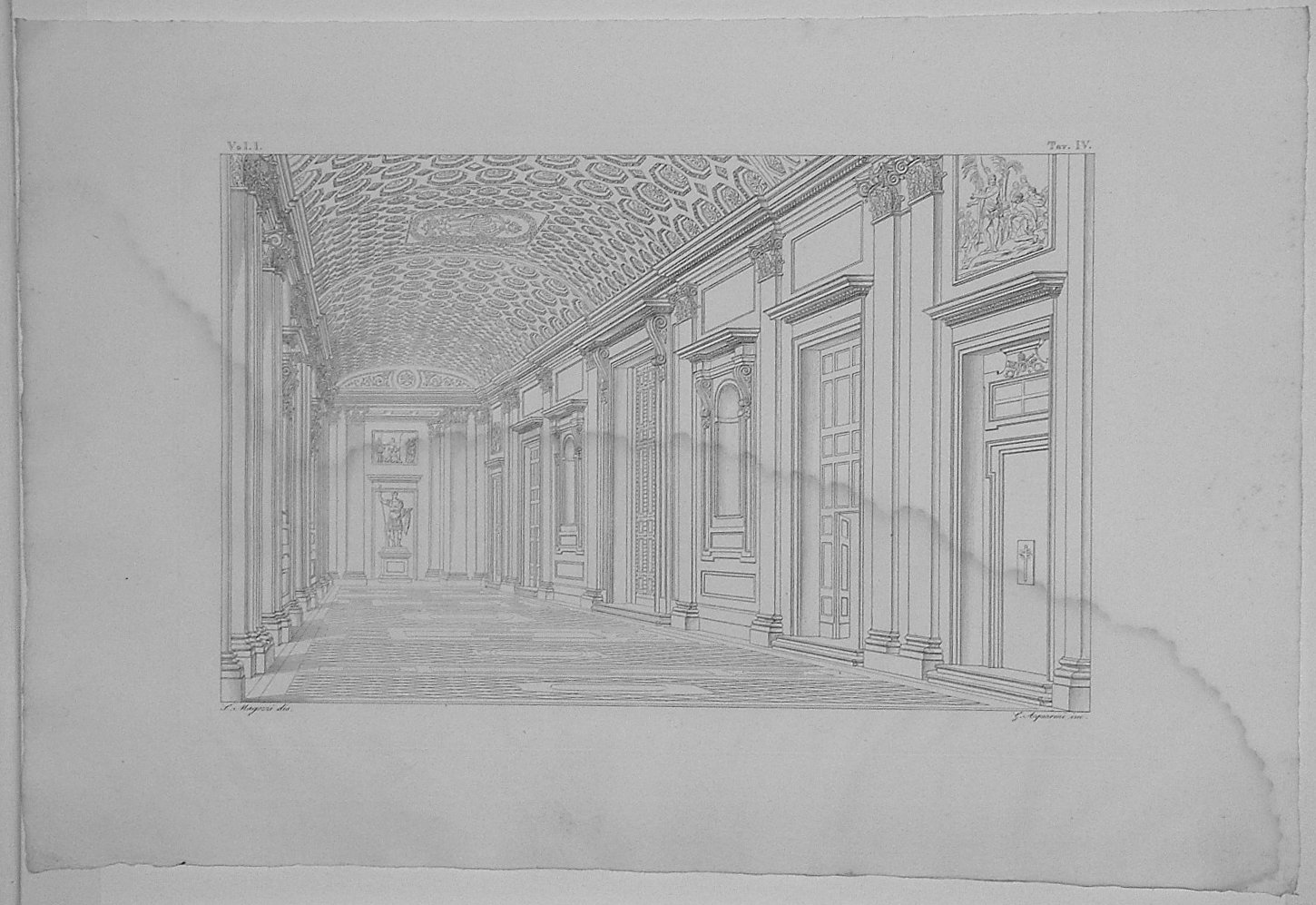 VEDUTA DEL PORTICO (stampa, serie) di Acquaroni Giovanni, Magozzi L (secondo quarto sec. XIX)