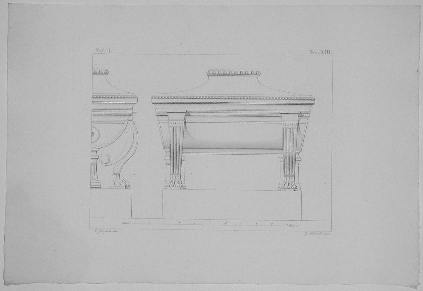 URNA DEL MONUMENTO DI CLEMENTE XII (stampa, serie) di Bianchi Giuseppe, Giorgioli A (secondo quarto sec. XIX)