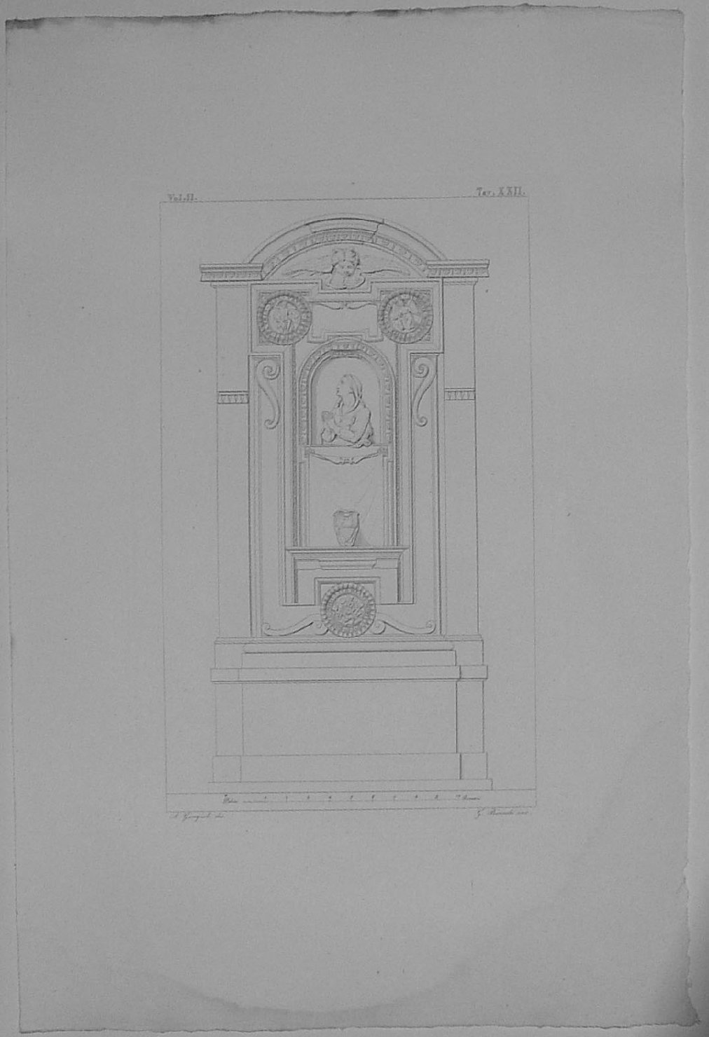 MONUMENTO DI ELENA SAVELLI (stampa, serie) di Bianchi Giuseppe, Giorgioli A, Del Duca Giacomo detto Jacopo Siciliano (secondo quarto sec. XIX)