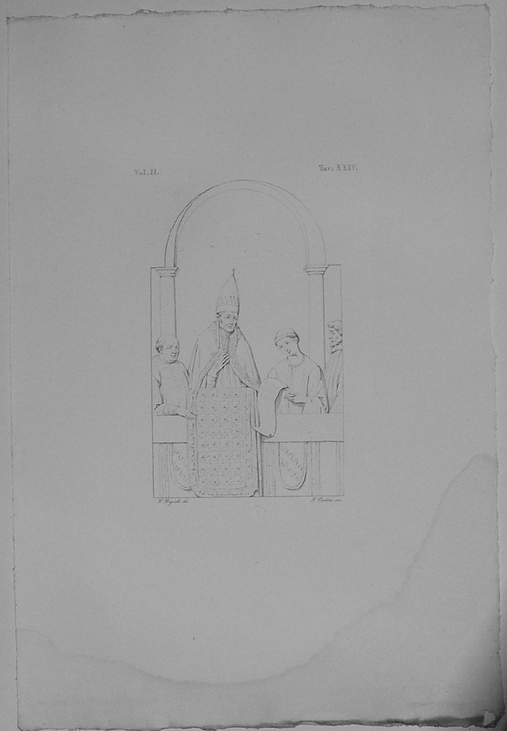 PAPA BONIFACIO VIII (stampa, serie) di Bigioli Filippo, Cartoni Filippo, Giotto di Bondone (secondo quarto sec. XIX)