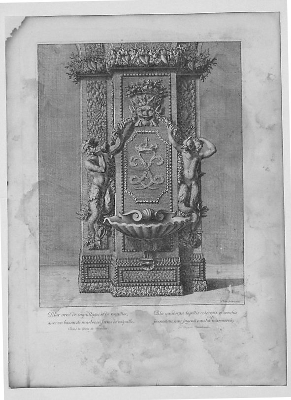 PILASTRO CON DECORAZIONI "ROCAILLE" (stampa) di Lepautre Jean (sec. XVII)