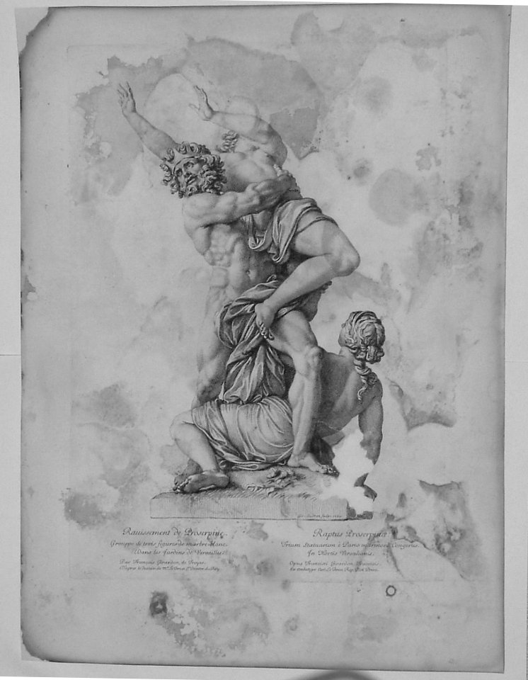 SCULTURA RAFF. RATTO DI PROSERPINA (stampa) di Audran Gérard, Lebrun Charles, Girardon François (sec. XVII)