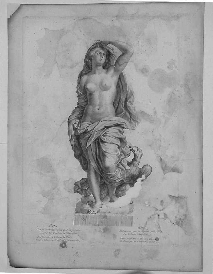 SCULTURA RAFF. ALLEGORIA DELL'ARIA (stampa) di Edelinck Jean, Lebrun Charles, Le Hongre Etienne (sec. XVII)