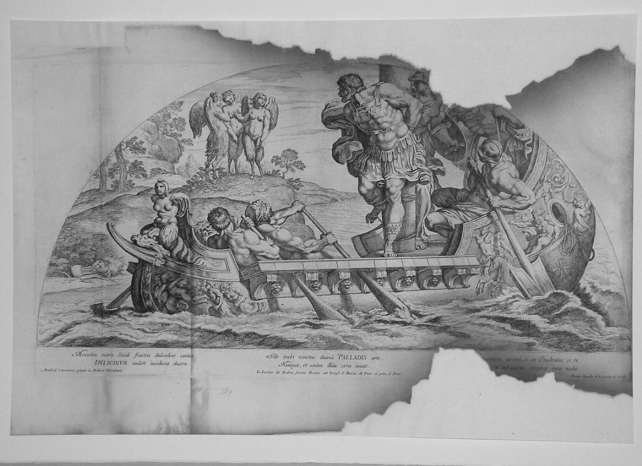 ULISSE E LE SIRENE (stampa smarginata, serie) di Dell'Aquila Pietro, Carracci Annibale (seconda metà sec. XVII)