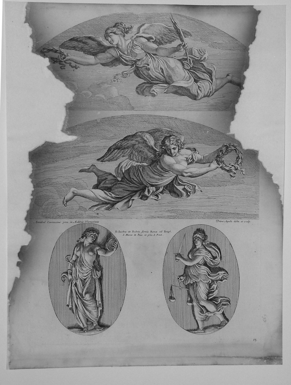 PARTICOLARE DELLA DECORAZIONE, LA TEMPERANZA (stampa, serie) di Dell'Aquila Pietro, Carracci Annibale (seconda metà sec. XVII)
