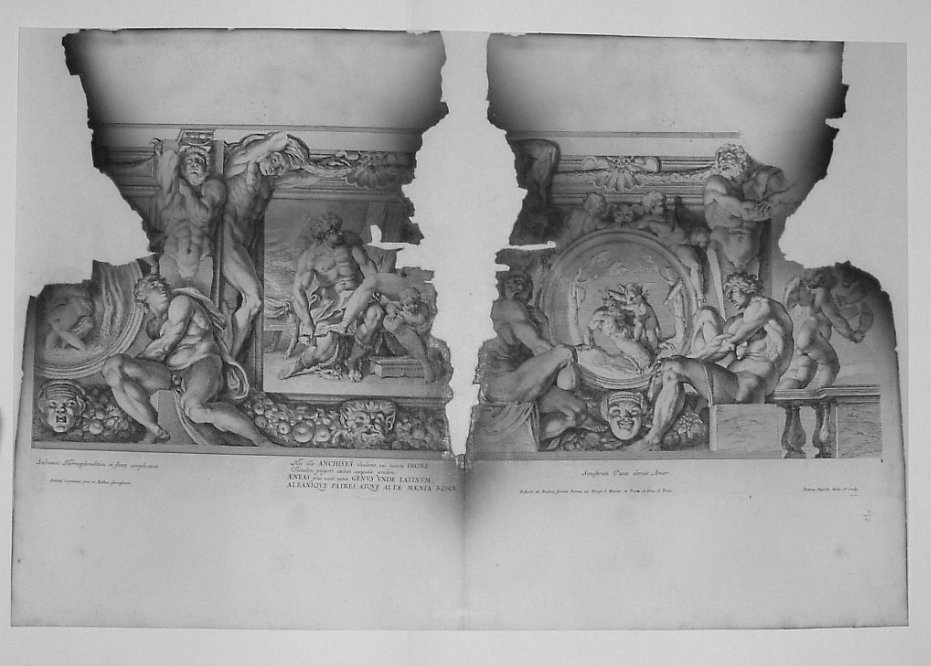 VEDUTA DELLA PARETE CON VENERE E ANCHISE (stampa, serie) di Dell'Aquila Pietro, Carracci Annibale (seconda metà sec. XVII)