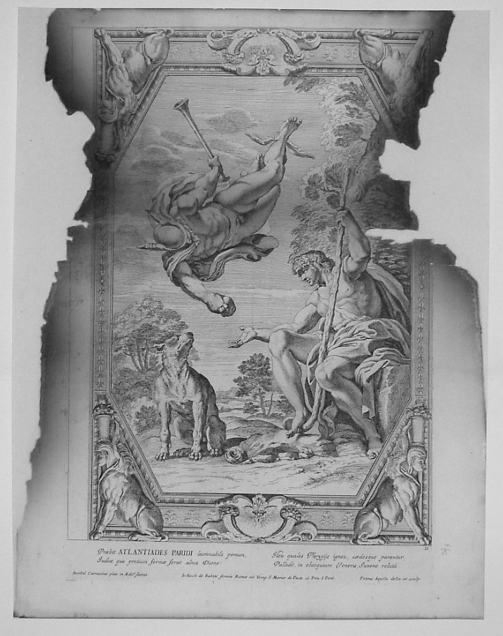 MERCURIO E PARIDE (stampa, serie) di Dell'Aquila Pietro, Carracci Annibale (seconda metà sec. XVII)