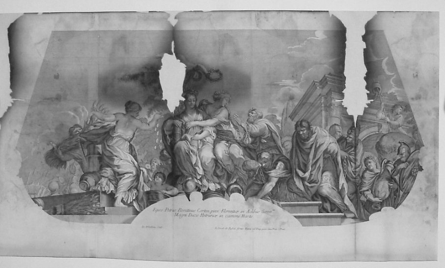 GIUSTIZIA E ABBONDANZA CON LA PACE (stampa, serie) di Blondeau Jacques, Berrettini Pietro detto Pietro da Cortona (sec. XVII)