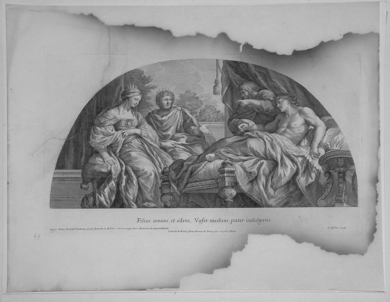 ANTIOCO E STRATONICE (stampa, serie) di Visscher Lambert, Berrettini Pietro detto Pietro da Cortona (sec. XVII)