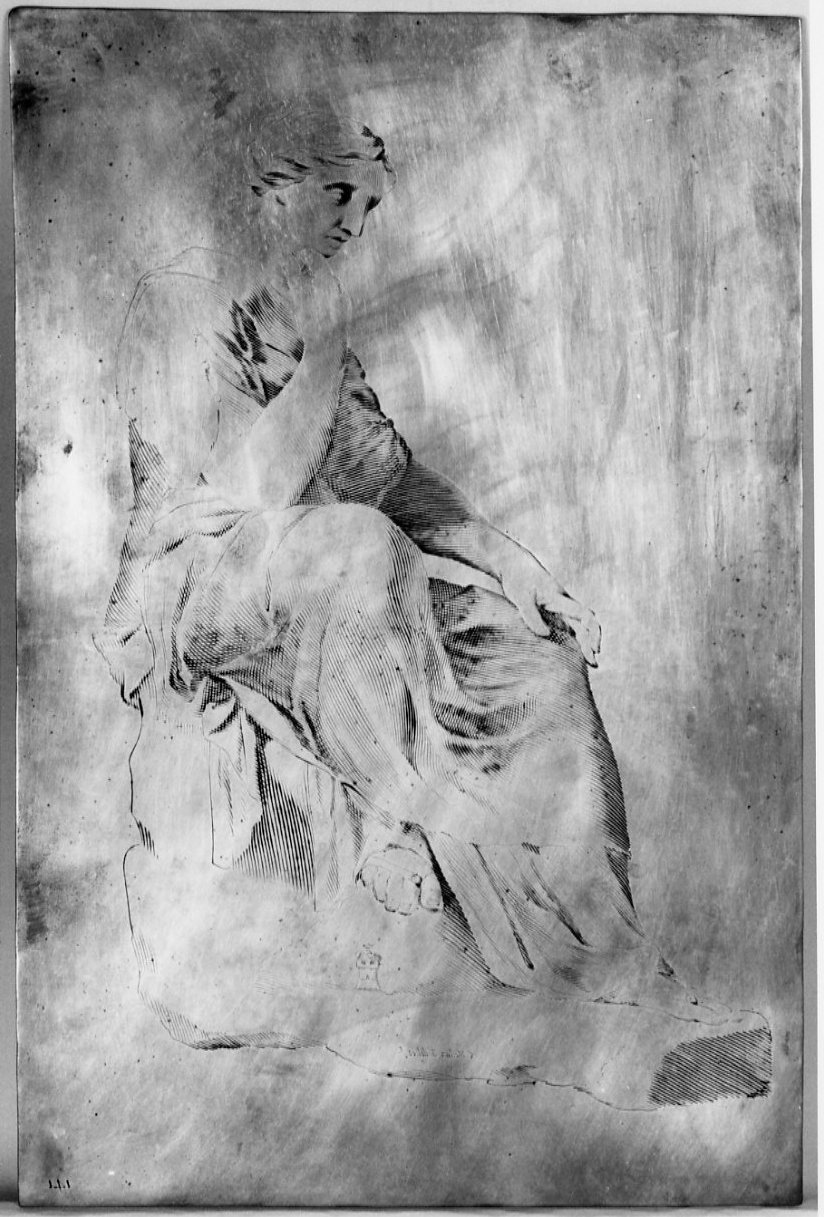 figura femminile seduta (matrice, serie) di Mellan Claude (sec. XVII)