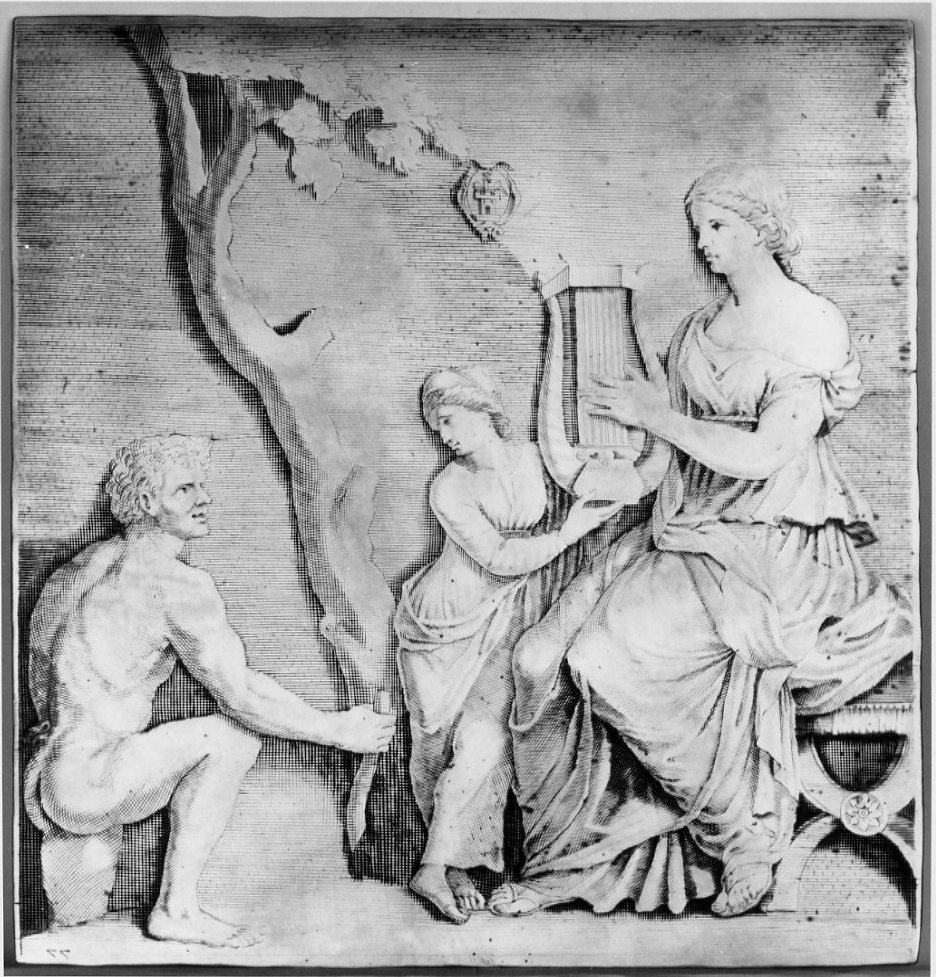 figura femminile che suona la cetra (matrice, serie) di La Dame Gabriel, Podestà Giovanni Andrea (sec. XVII)