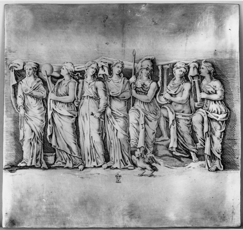Minerva e le muse (matrice, serie) di Van Persyn Reinier, Podestà Giovanni Andrea (sec. XVII)