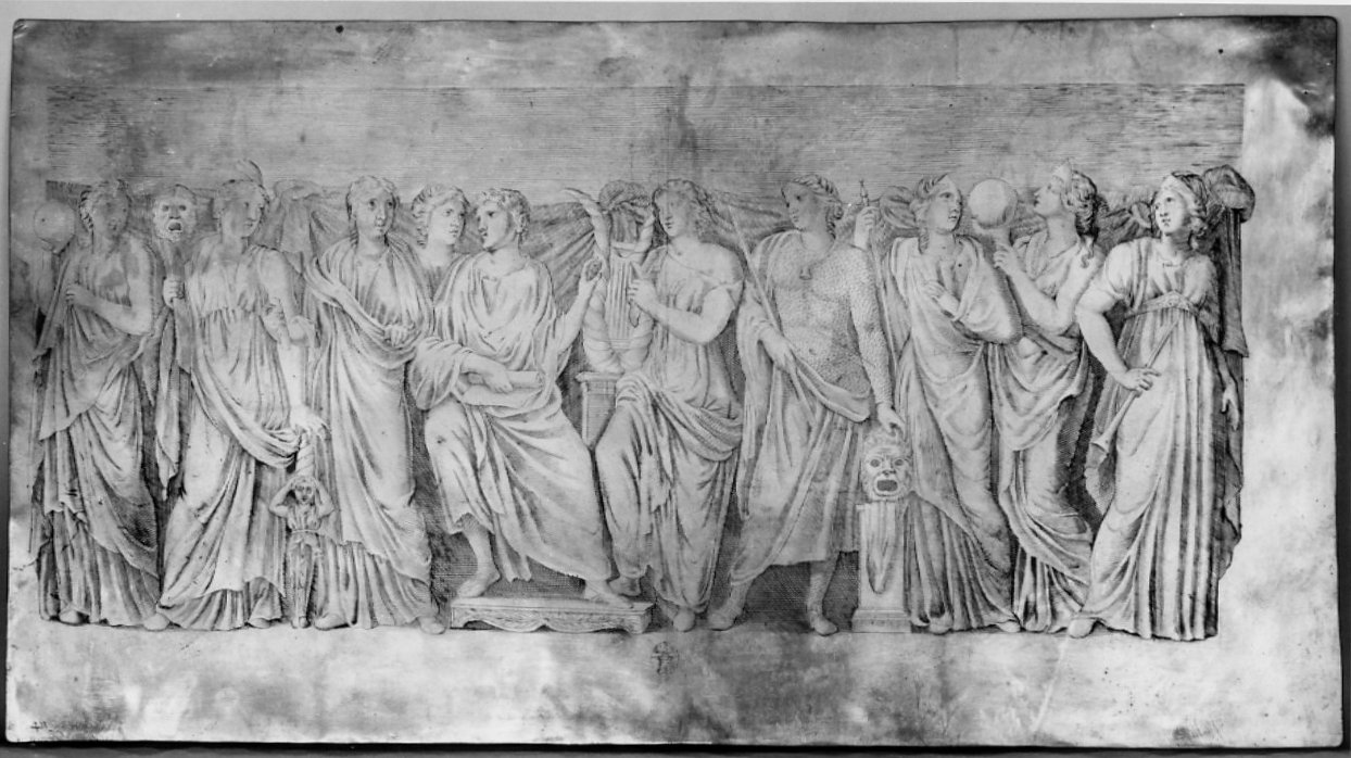 Apollo e le muse (matrice, serie) di Regnard Valerien (sec. XVII)