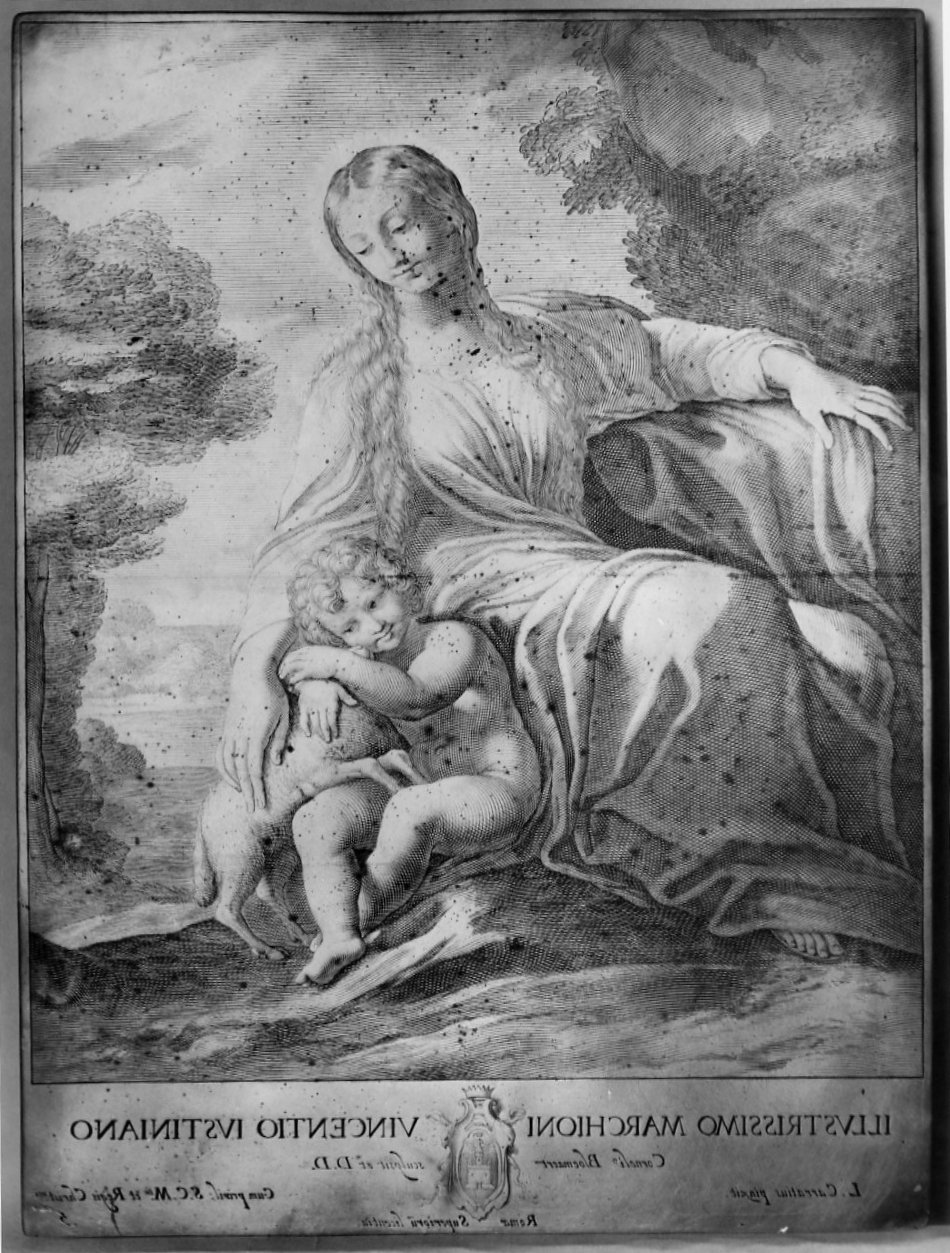 Madonna con Bambino (matrice, serie) di Bloemaert Cornelis il Giovane, Carracci Ludovico (sec. XVII)