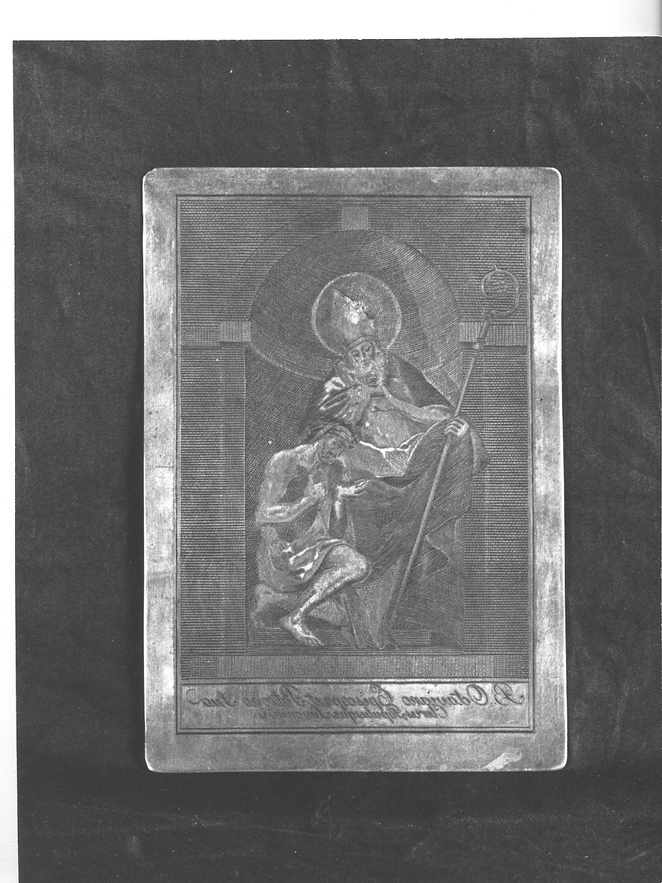 beato Ottaviano da Savona distibuisce l'elemosina (matrice) - ambito ligure (fine/inizio secc. XVIII/ XIX)