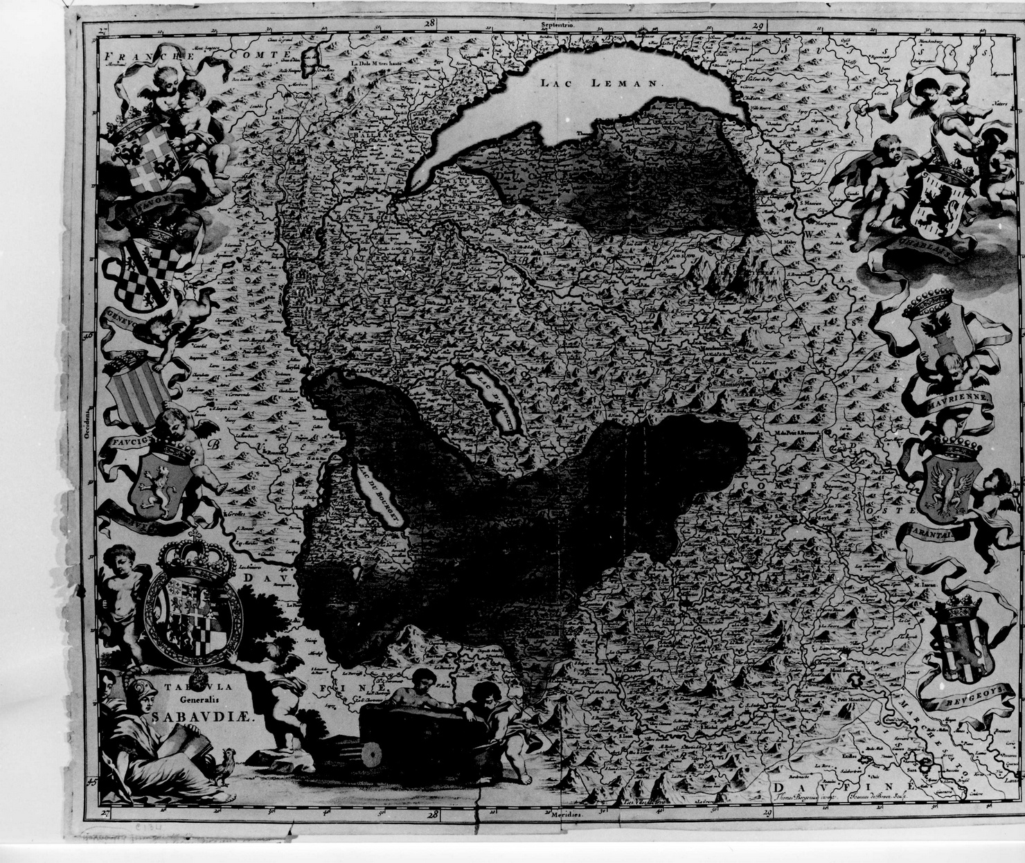 carta geografica (stampa a colori) di Borgonio Gio Tommaso, Broen Joannes de (sec. XVII)