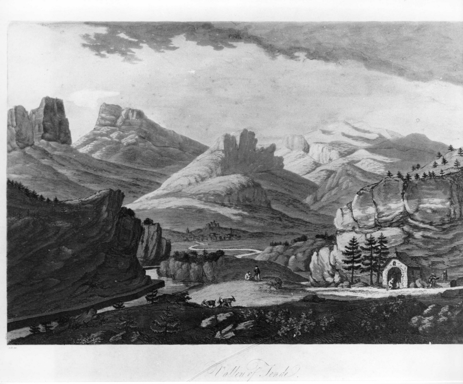 paesaggio (stampa a colori) di Beaumont Jean Francois (sec. XVIII)