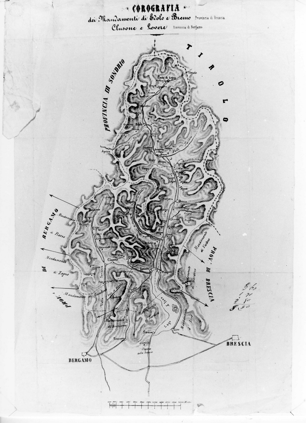 carta geografica (stampa) - ambito lombardo (sec. XIX)