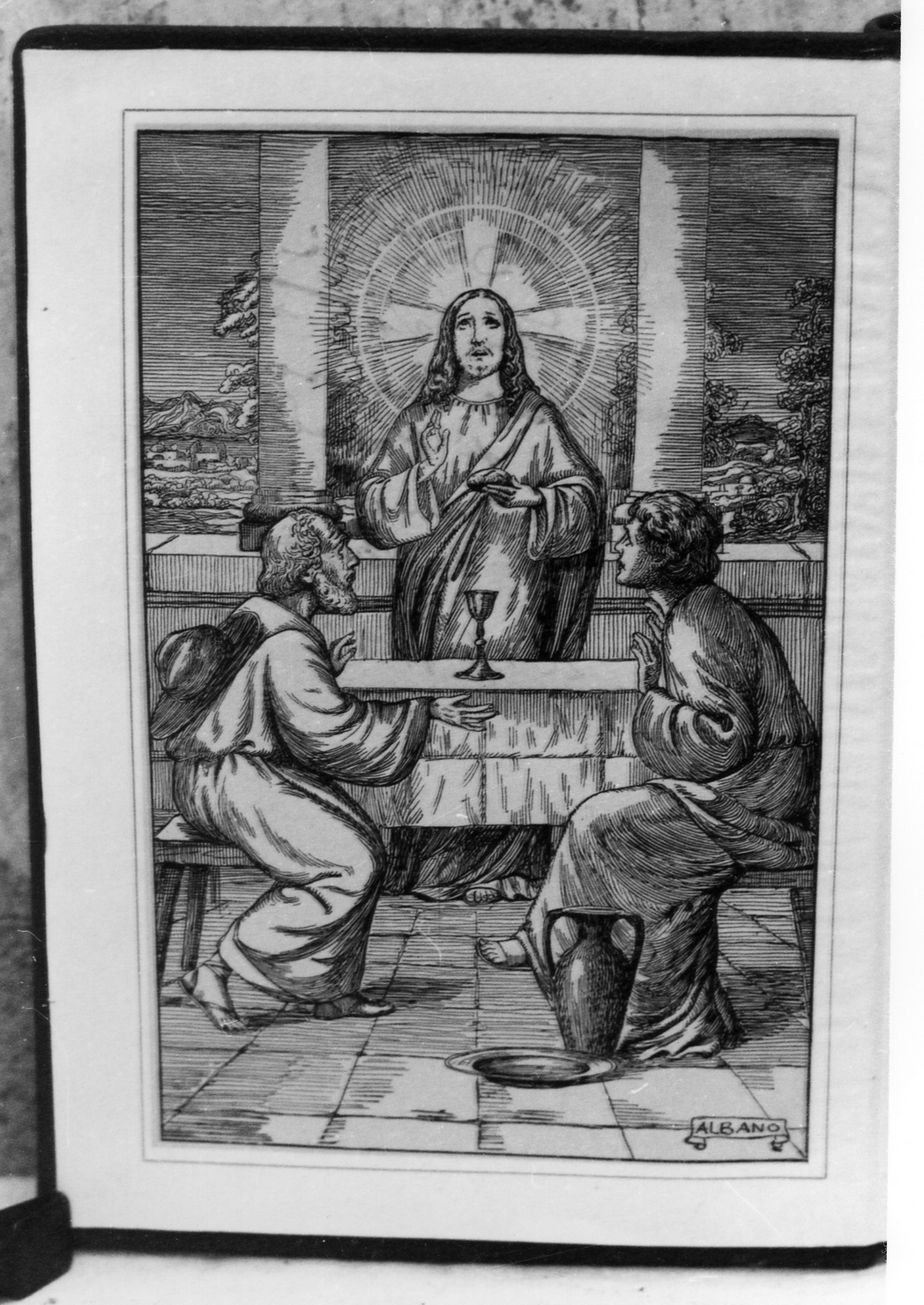 MISSALE ROMANUM, cena in Emmaus (stampa) di Albano (prima metà sec. XX)
