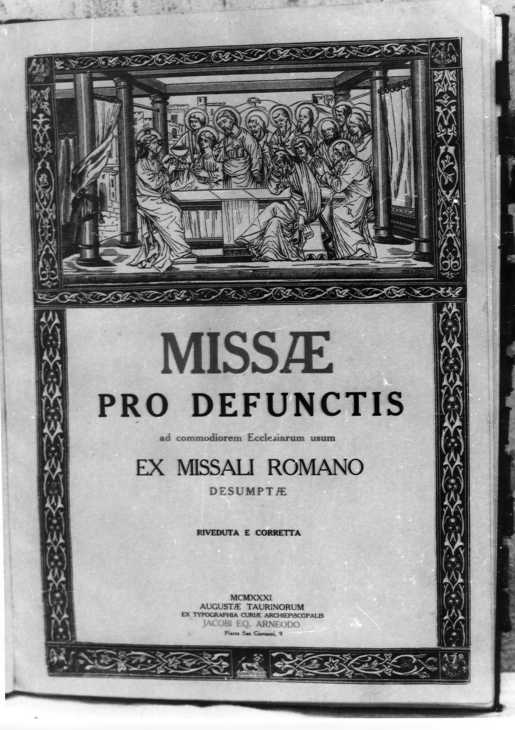 MISSAE PRO DEFUNCTIS, ultima cena (stampa) - ambito piemontese (sec. XX)