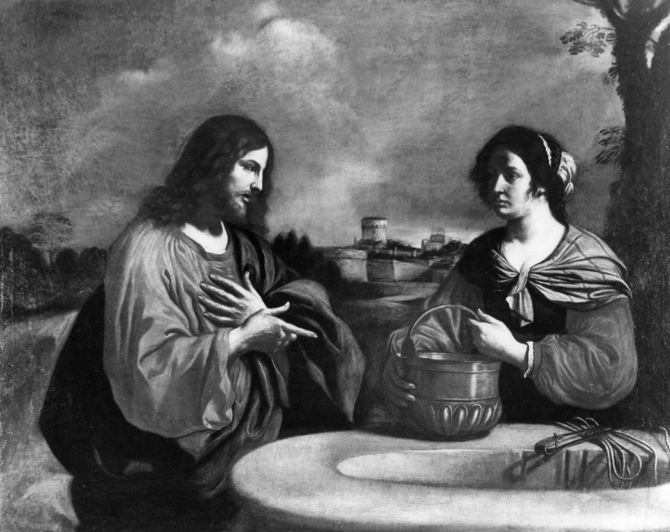 Cristo e la samaritana al pozzo (dipinto) di Barbieri Giovan Francesco detto Guercino (maniera) (seconda metà sec. XVII)
