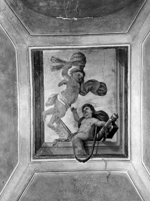due putti con insegne papali (dipinto) di Gagliardi Bernardino (sec. XVII)