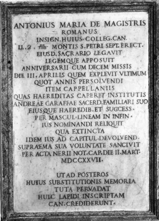 lapide commemorativa - ambito romano (sec. XVIII)