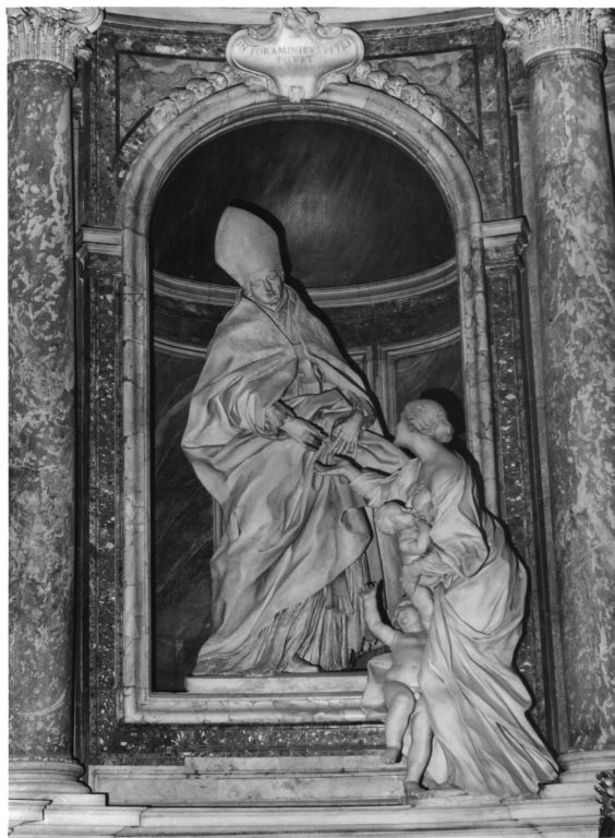 carità di san Tommaso di Villanova (gruppo scultoreo) di Caffà Melchiorre, Ferrata Ercole (sec. XVII)