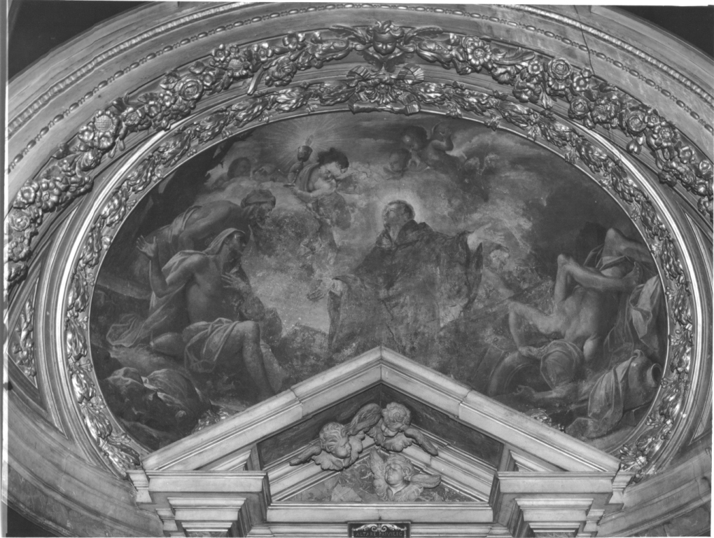 San Giovanni da San Facondo in preghiera per gli afflitti della terra (dipinto) di Brandi Giacinto (scuola) (sec. XVII)