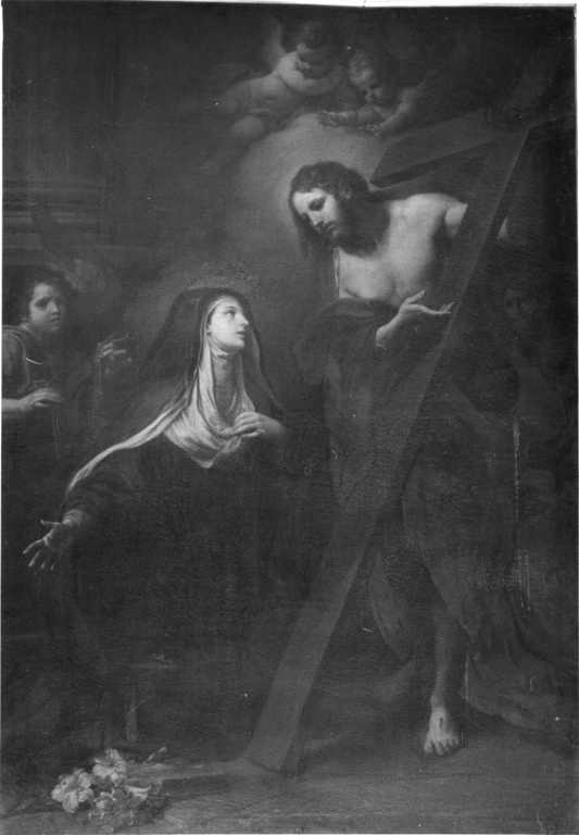 apparizione di Cristo a Santa Chiara da Montefalco (pala d'altare) di Conca Sebastiano (sec. XVIII)