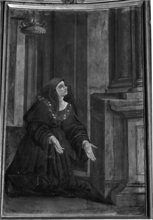 Santa Chiara da Montefalco in preghiera (dipinto) - ambito romano (secc. XVII/ XVIII)