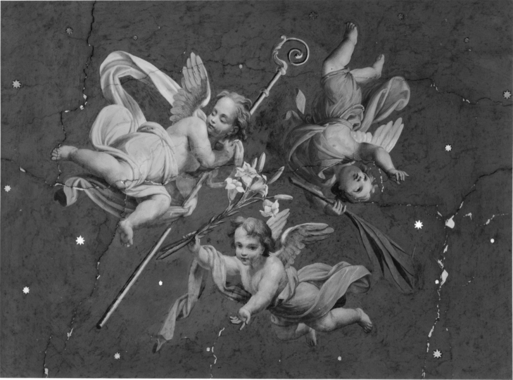 angeli con simboli religiosi (soffitto dipinto, ciclo) di Gagliardi Pietro (sec. XIX)