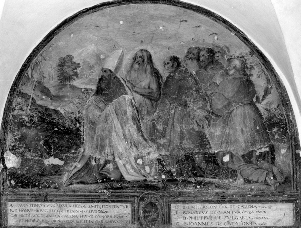 Sant'Agostino, santi e beati in preghiera (dipinto) di Strada Vespasiano (sec. XVII)