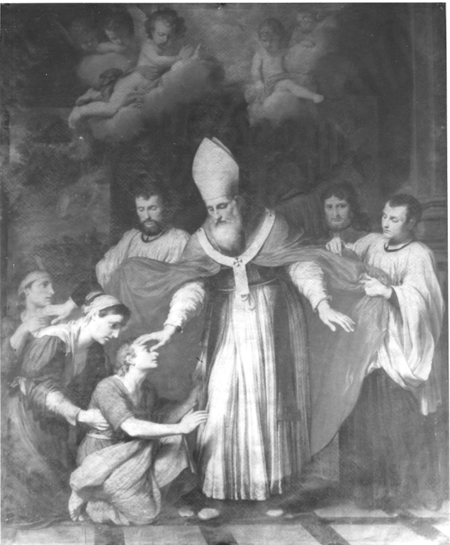 S. Remy opera la guarigione di un cieco (dipinto) di Levieux Bernard (sec. XVII)