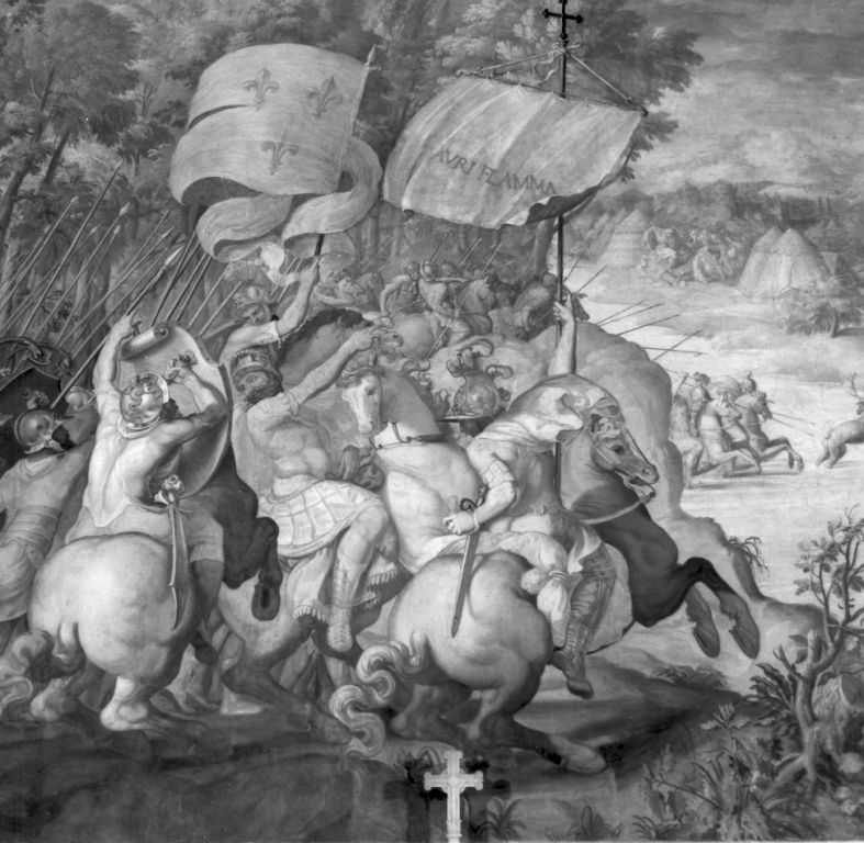 L'esercito di Clodoveo in battaglia (dipinto) - ambito Italia centrale (sec. XVI)