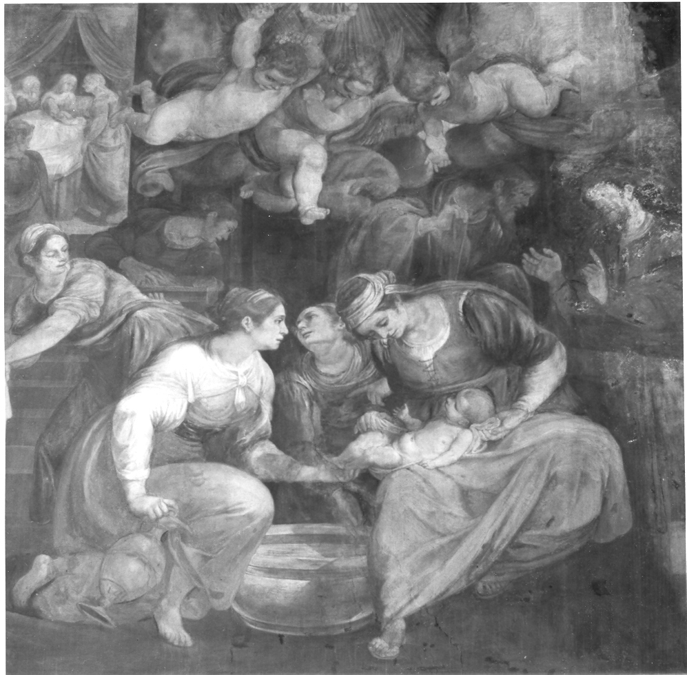 Nascita di S. Nicola (dipinto) di Croce Baldassarre (ultimo quarto sec. XVI)