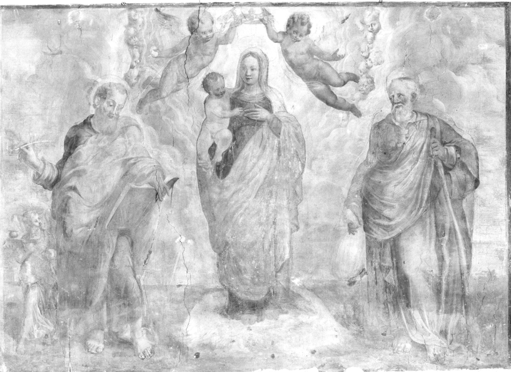 Madonna con Bambino e santi (dipinto) - ambito romnao (seconda metà sec. XVI)