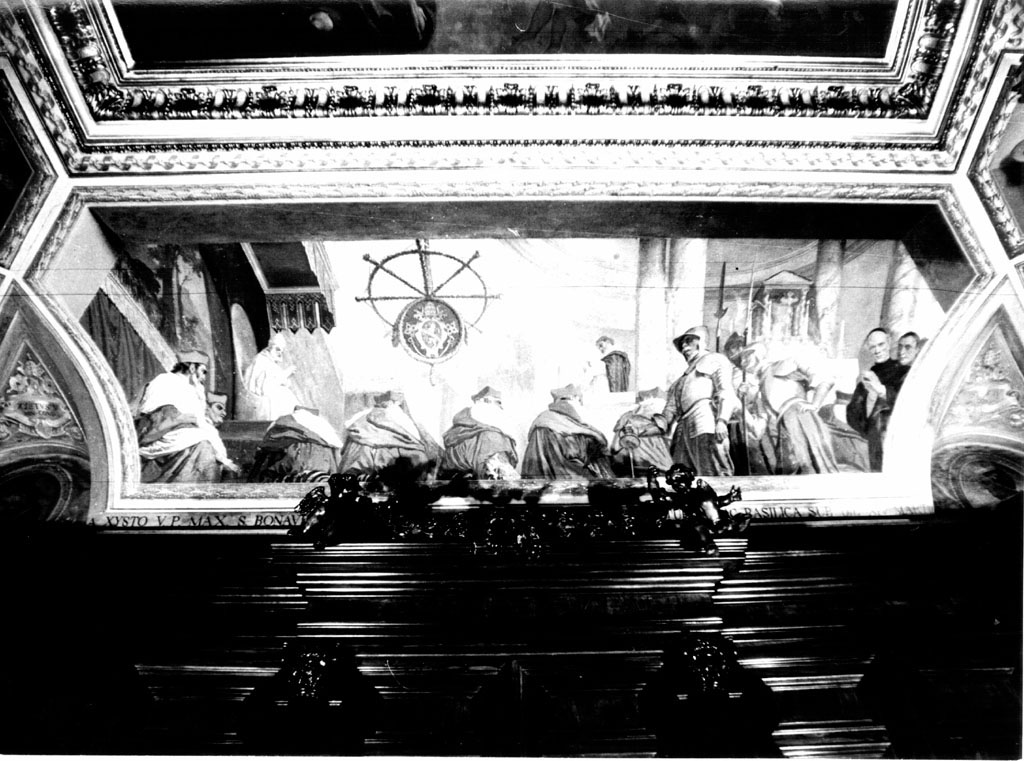 Sisto V proclama San Bonaventura dottore della chiesa (dipinto) di Bruschi Domenico (sec. XIX)