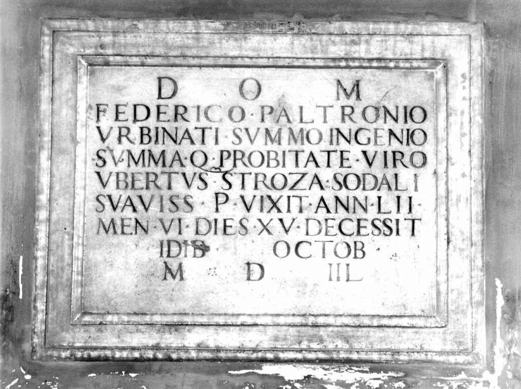 lapide tombale, opera isolata - ambito romano (sec. XVI)