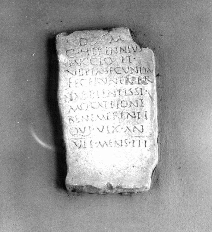 lapide tombale, frammento - ambito romano (secc. III/ IV)