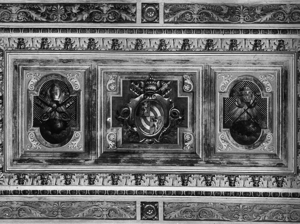 stemma papale di Pio IX (dipinto) di Morlacchi Alessio (sec. XIX)