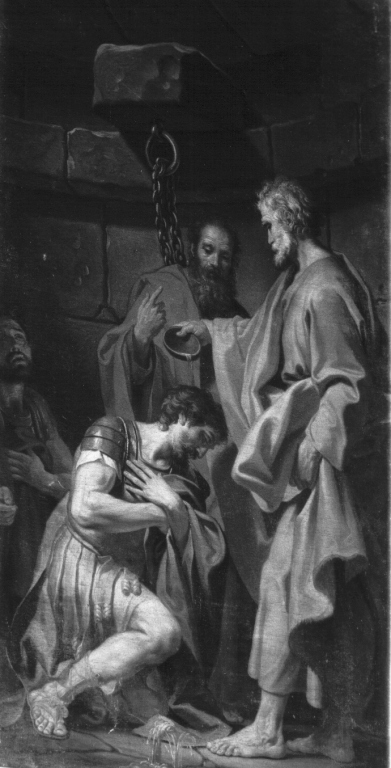 San Pietro battezza in carcere Processo e Martiniano (dipinto) di Corvi Domenico (attribuito) (sec. XVIII)