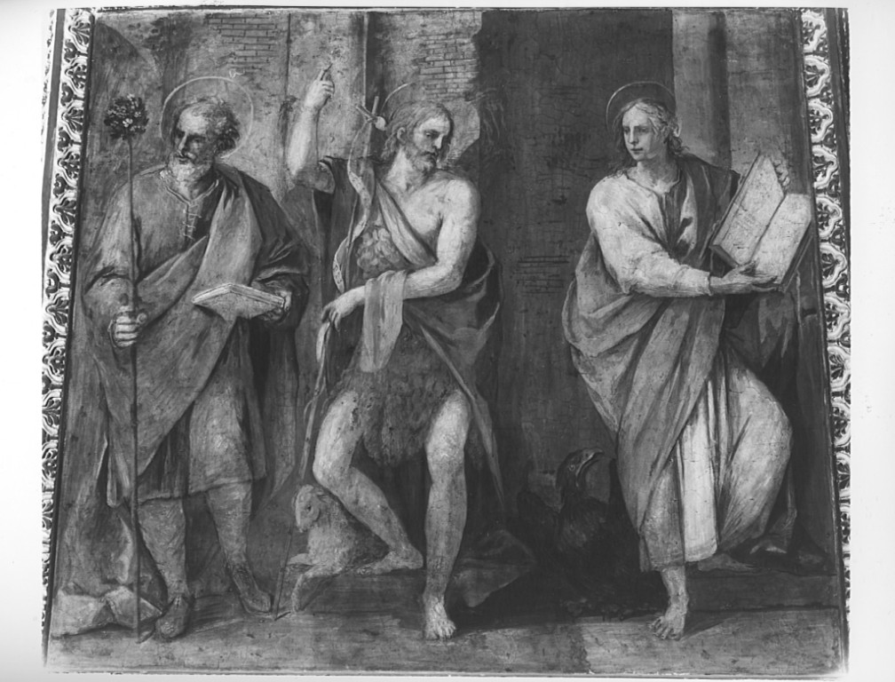 santi Giuseppe, Giovanni Battista e Giovanni Evangelista (dipinto, complesso decorativo) di Cesari Giuseppe detto Cavalier d'Arpino (cerchia) (prima metà sec. XVII)
