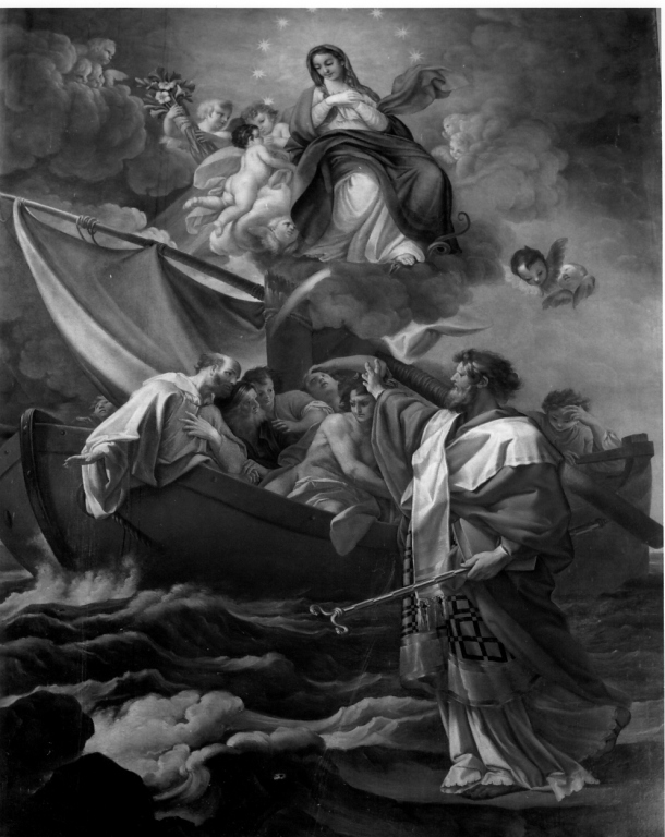 San Nicola di Bari placa la tempesta (dipinto) - ambito romano (sec. XIX)