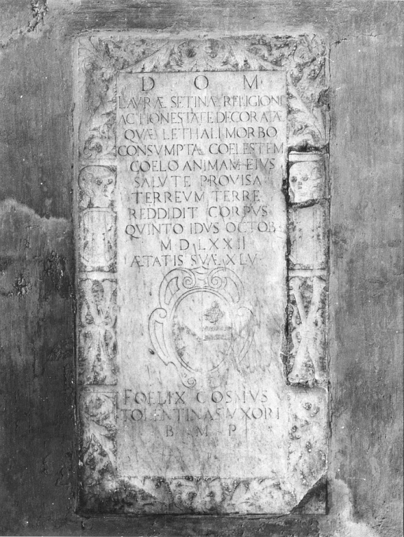 lastra tombale - ambito romano (terzo quarto sec. XVI)