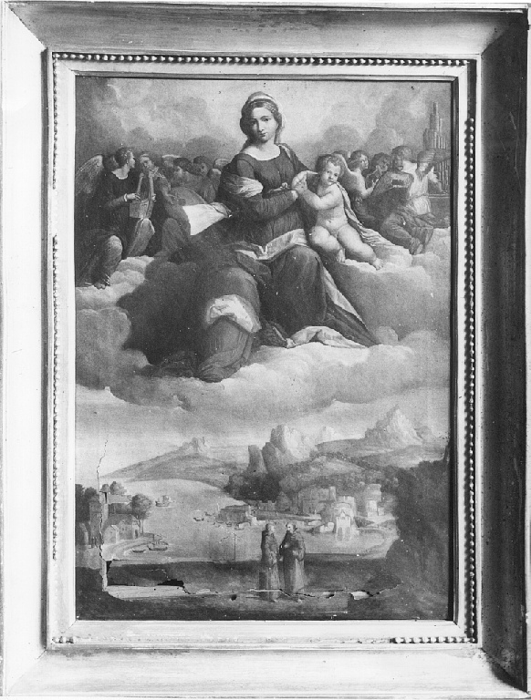 Madonna con Bambino in gloria e santi (dipinto) - ambito romano (fine sec. XIX)