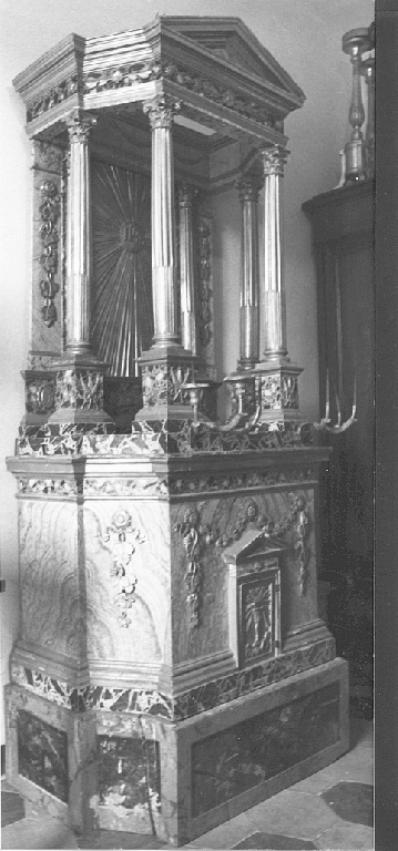 tronetto per esposizione eucaristica - a tempietto - ambito romano (prima metà sec. XIX)